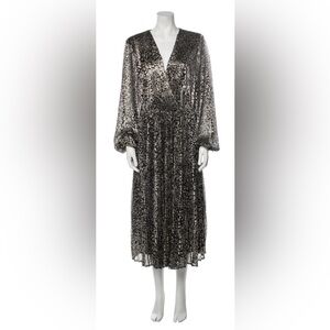 Rebecca Vallance Black & Gold Metallic Long Sleeve Dress. Size XL